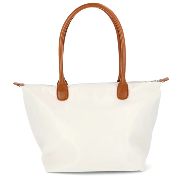 No Boundaries Handbags - No Boundaries White Tote with Tan Handles